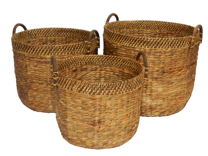 Top-tier Round Water Hyacinth Storage Basket with Rattan Rim - Set of 3  Introduction